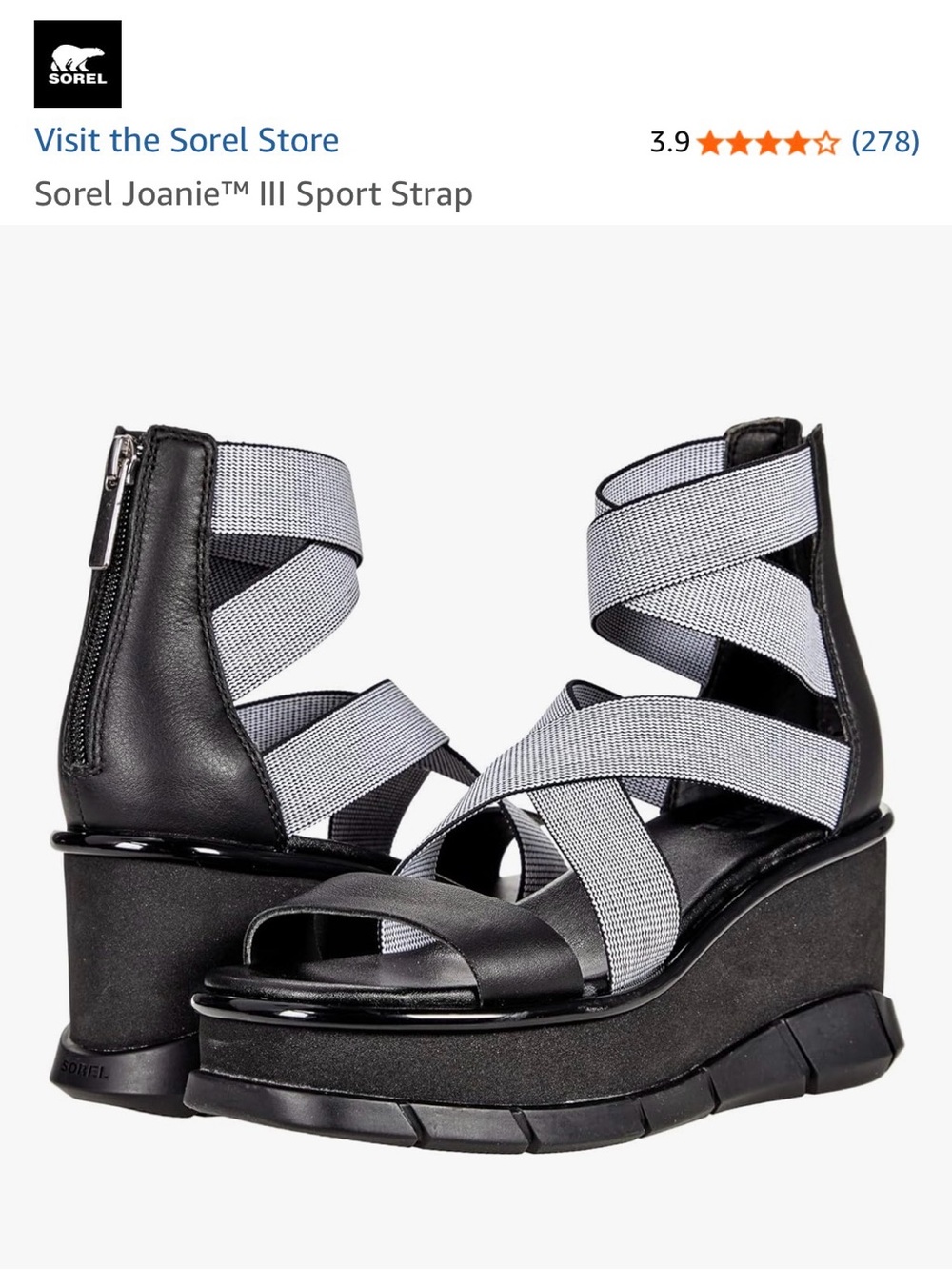NEW in Box Sorel Joanie iii sport Strap Wedge Sandal size 9
